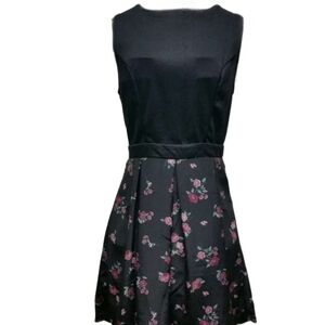 Xhilaration Black Dress with Pink Floral Pattern